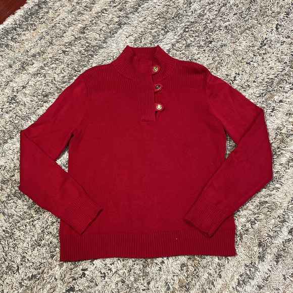 Lauren Ralph Lauren mock neck long sleeve 100% cotton sweater red size large - Picture 11 of 11